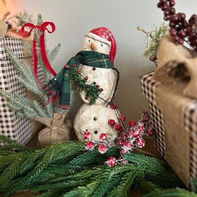 Holiday Snowman with Stocking Figurine