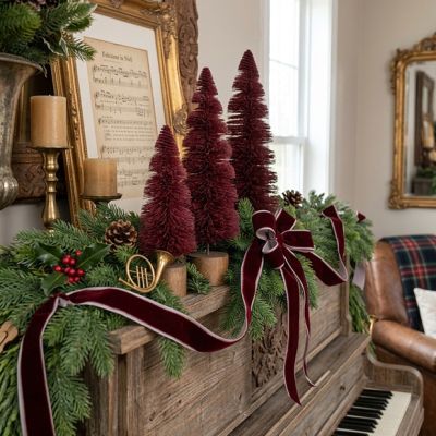 Holiday Spiral Bottlebrush Tree Set of 3