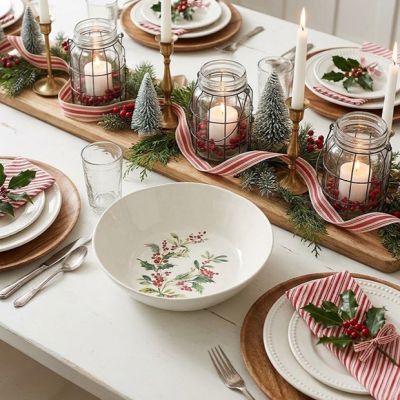 Holly Berry Ceramic Large Serving Bowl