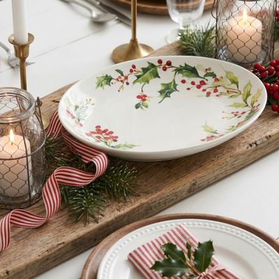 Holly Berry Ceramic Oval Serving Platter