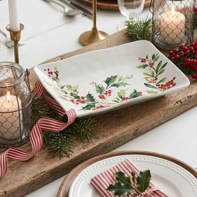 Holly Berry Ceramic Serving Platter