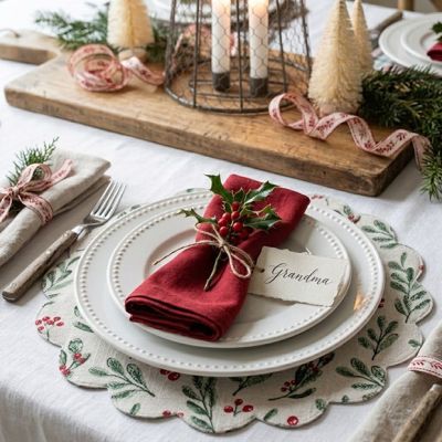 Holly House Mistletoe Scalloped Placemat