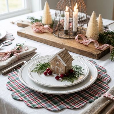 Holly House Plaid Scalloped Placemat