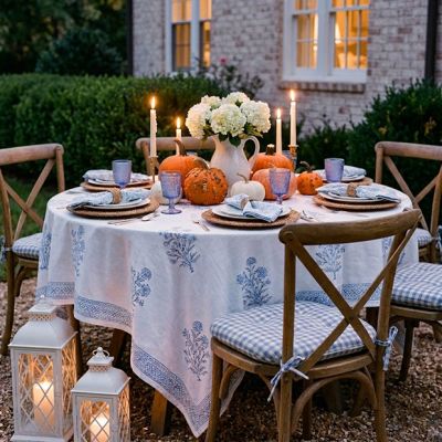 Homestead Cottage Blue Check Chair Pad