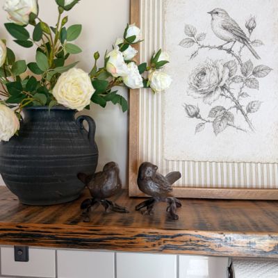 Iron Bird On Branches Statuette Set of 2