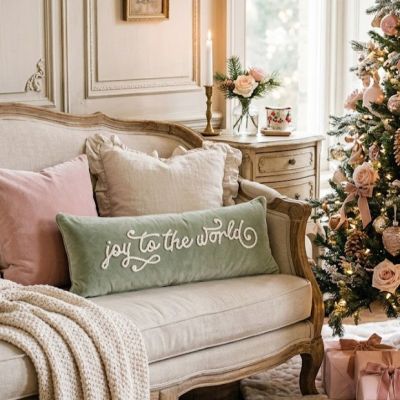 Joy to the World Sage Lumbar Pillow