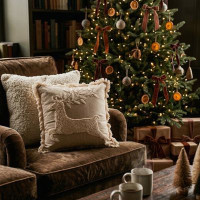 Leaping Deer Fringed Accent Pillow
