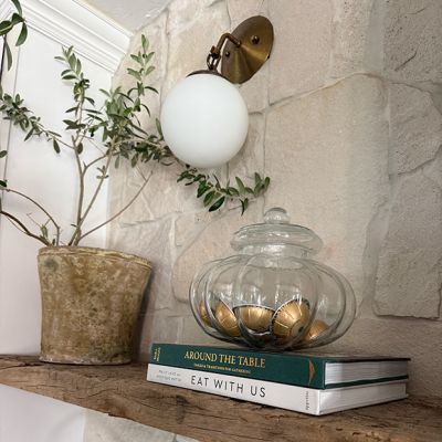 Lidded Cup Ribbed Glass Jar 7 inch