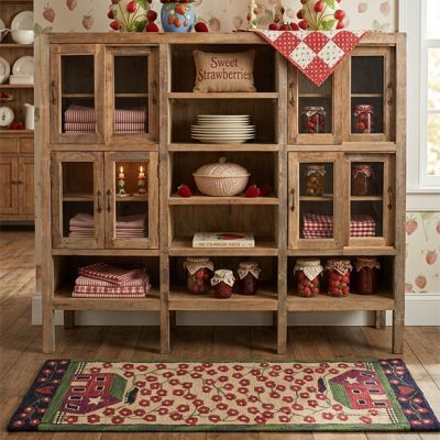 Little Red Farmhouse Hooked Rug Runner