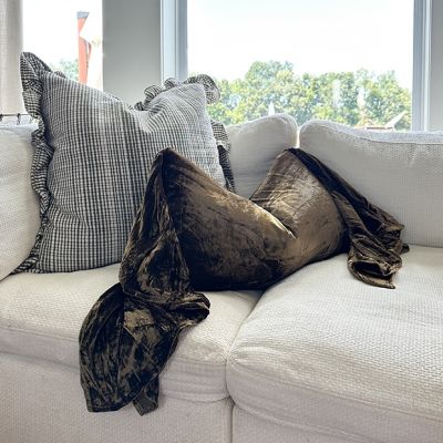Long Ruffle Velvet Accent Pillow