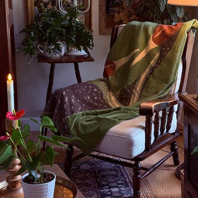 Loving Cranes Velvet Back Throw Blanket