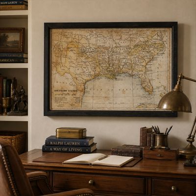 Map of The South Framed Wall Decor