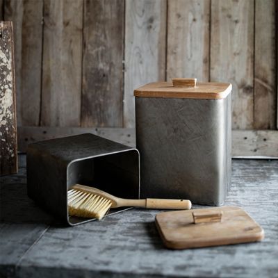 Matte Galvanized Lidded Storage Canisters Set of 2
