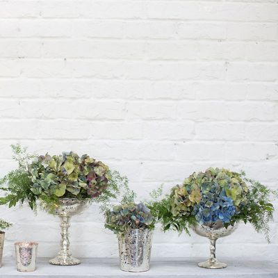 Mercury Glass Silver Compote