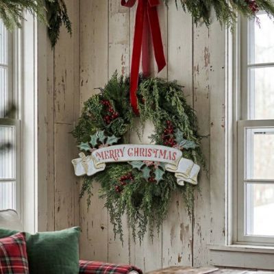 Merry Christmas Metal Banner Wall Sign
