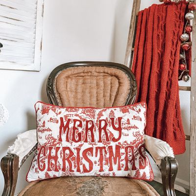 Merry Christmas Toile Accent Pillow