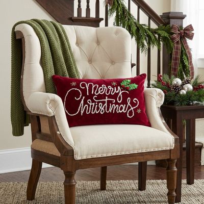Merry Christmas Velvet Lumbar Pillow