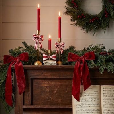 Merry Little Bow Taper Holder Set of 3
