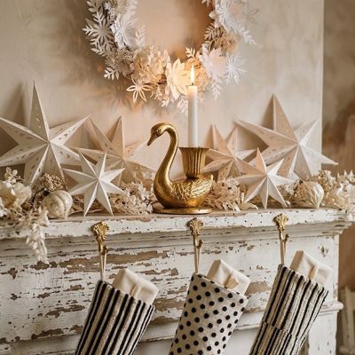 Metallic Swan Taper Candle Holder