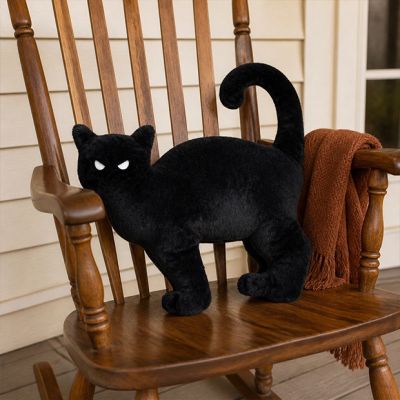 Midnight Velvet Black Cat Accent Pillow