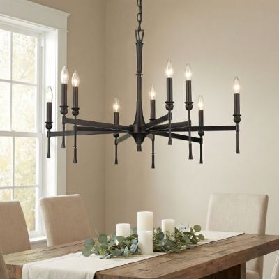 Modern Candelabra 9 Light Matte Black Chandelier