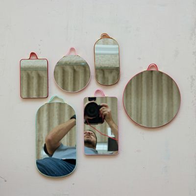 Multicolored Velvet Framed Wall Mirrors Set of 6