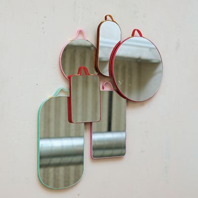 Multicolored Velvet Framed Wall Mirrors Set of 6