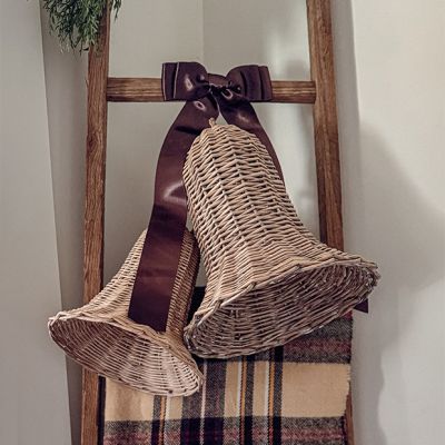 Natural Rattan Christmas Bells Set of 2
