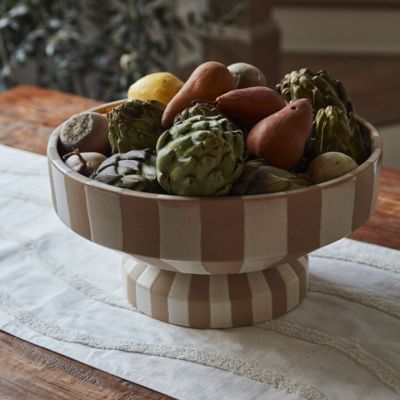 Neutral Striped Ceramic Serving Collection