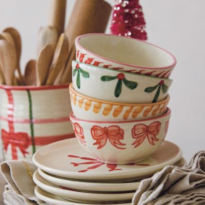 Nostalgic Noel Hand Painted Stoneware Bowls Set of 4