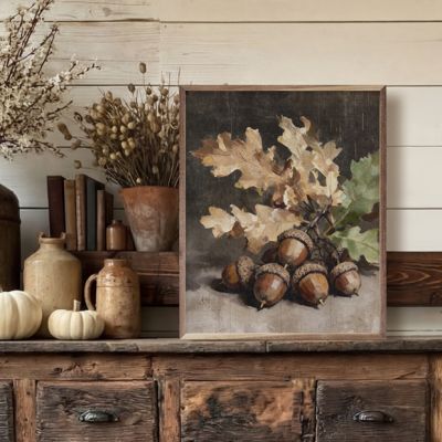 Oak Leaves and Acorns Still Life Framed Wall Decor