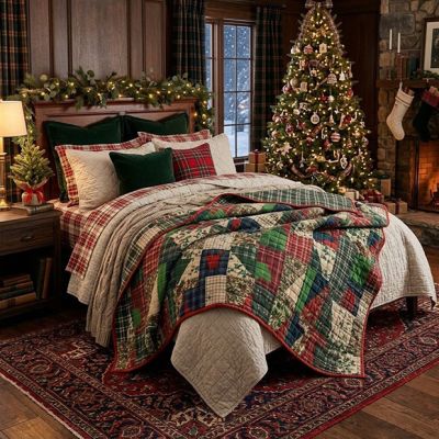 Old Fashioned Christmas Patchwork Throw