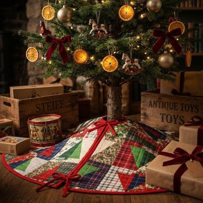 Old Fashioned Christmas Patchwork Tree Skirt