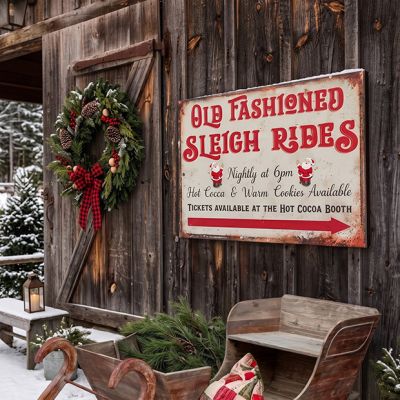 Old Fashioned Sleigh Rides Canvas Wall Sign