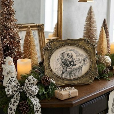 Old World Rooftop Santa Framed Art
