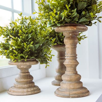 Old World Wood Pillar Candle Stick