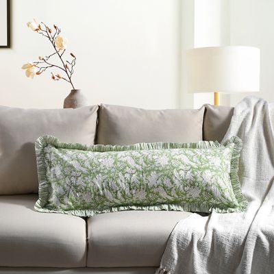 Olive Green Ruffle Throw Pillow Cover