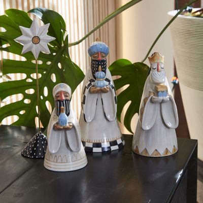 Painted Ceramic Three Kings Set With Star