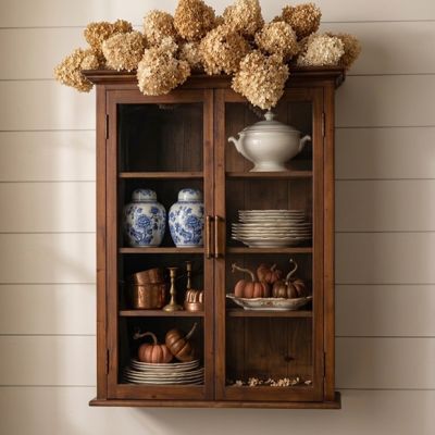 Painted Wood Slat Wall Display Cabinet