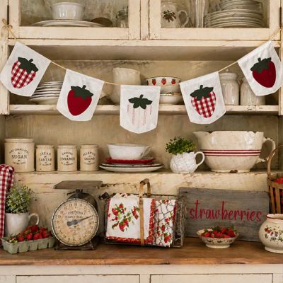 Patchwork Strawberry Pennant Banner