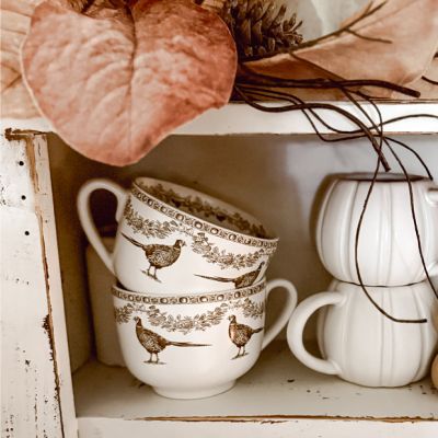 Pheasant Pattern Stoneware Coffee Mug