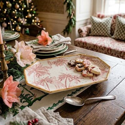 Pink Menagerie Stoneware Platter