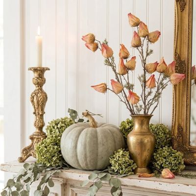 Pink/Yellow Withered Chinese Lantern Branch Set of 4