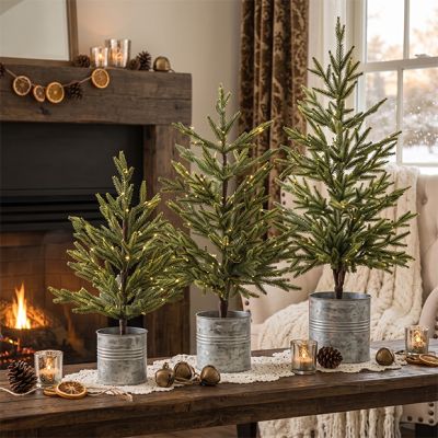 Potted Single Needle Faux Pine Tree