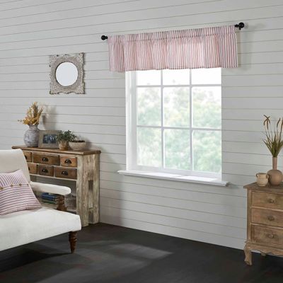 Prairie Cottage Red Stripe Ruffled Valance