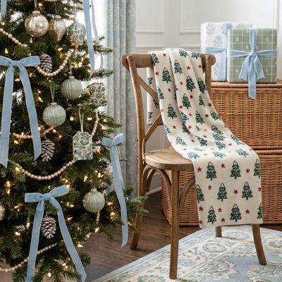 Primitive Pines Holiday Throw Blanket