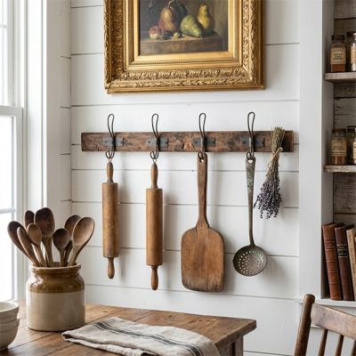 Primitive Wood 4 Hook Coat Rack