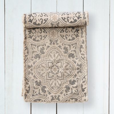 Printed Frayed Edge Table Runner