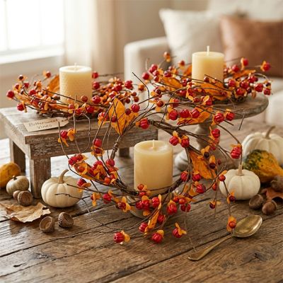 Pumpkin and Berries Vine Candle Ring Set of 3