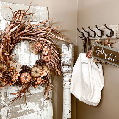 Pumpkin Rust Wreath With Pinecones